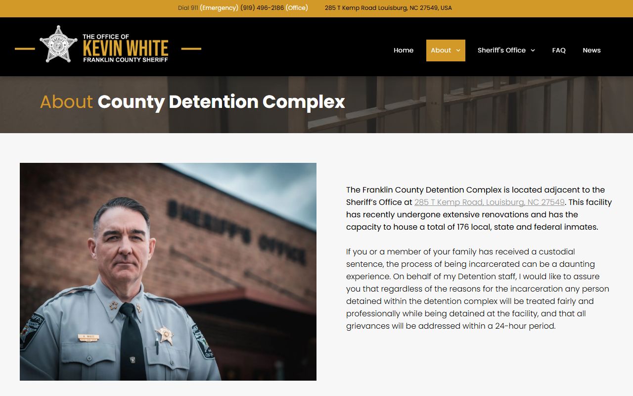 Franklin County Detention Complex inmate population and jail facility information