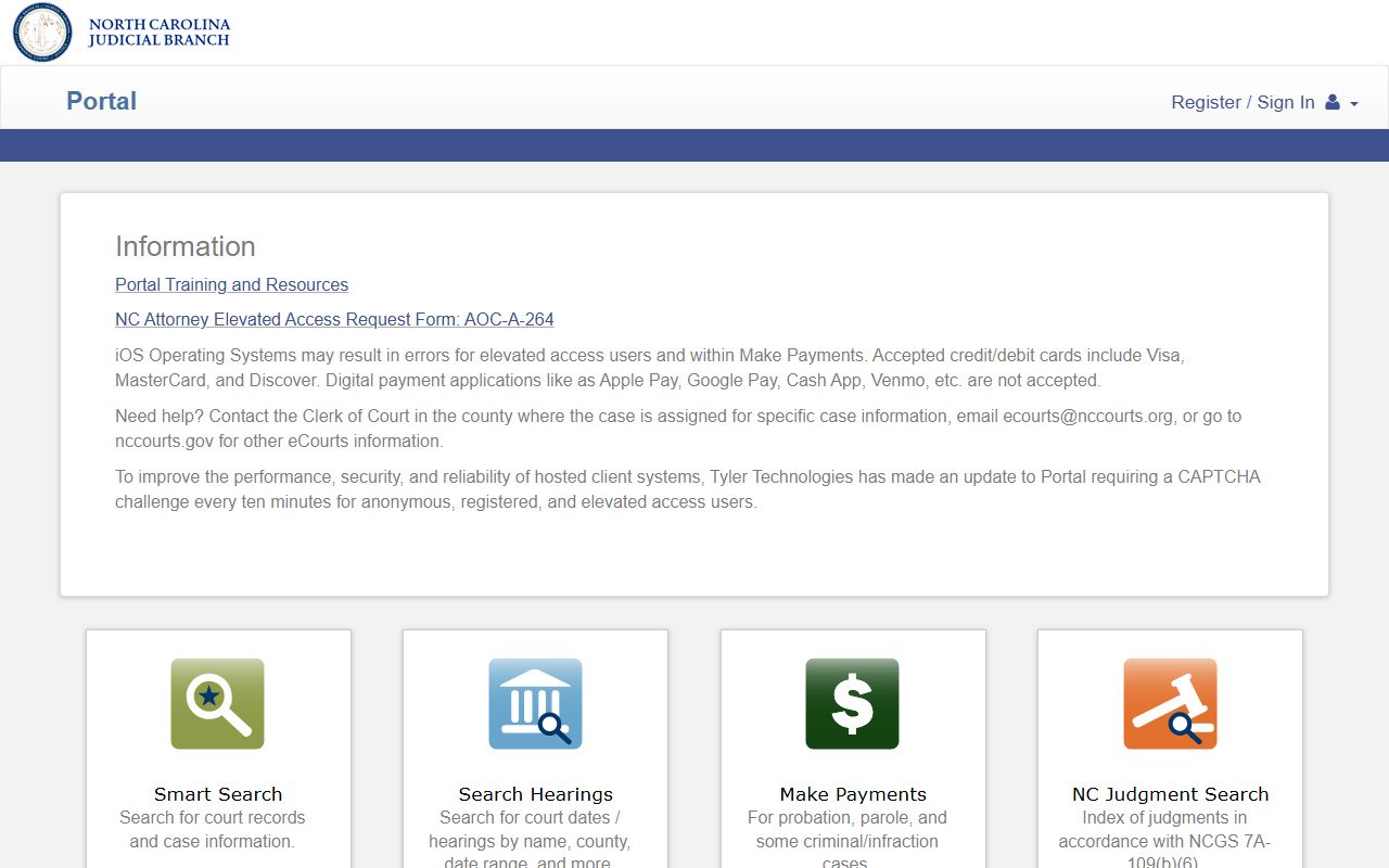 North Carolina eCourts Portal for Franklin County court records after arrest